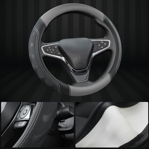 GIANT PANDA Car Steering Wheel Cover Customized for Chevy, Black and Gray - color: C-Black+Gray
