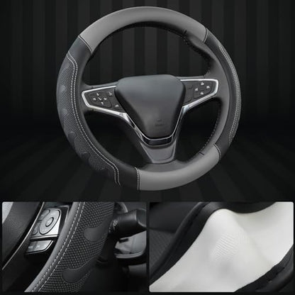 GIANT PANDA Car Steering Wheel Cover Customized for Chevy, Black and Gray - color: C-Black+Gray