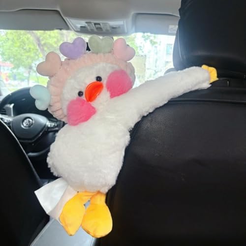 Plush Monkey Tissue Box Holder, Plush Pocket Tissue Cover for Car, Home, Office, Desk, Bathroom, Cute Decorative Soft Organizer (Five Hearts Duck) - color: Five Hearts Duck