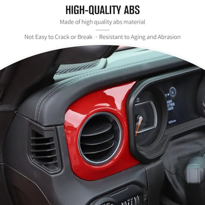 JeCar Dashboard Panel Trim Cover Center Console Decoration Kit Interior Accessories Compatible with Jeep Wrangler 2024 JL JLU & Gladiator JT Truck, Red
