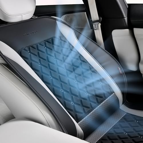 Coverado Upgraded Cooling Car Seat Cushion 8 Turbo Fans 12V-24V Ventilated Cooling Seat Cover 3 Adjustable Wind Speeds Long Lasting Coolness Summer Driving Universal Fit for Car SUV Truck Gray - color: Gray-a