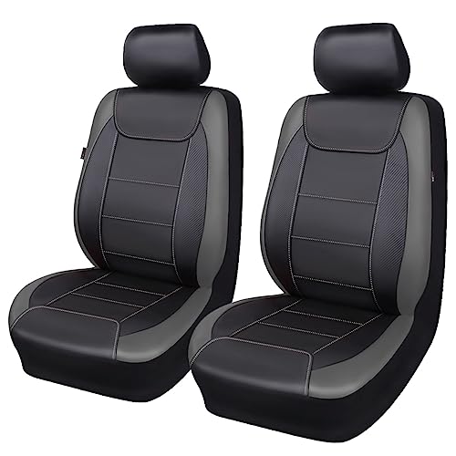 Flying Banner car seat Covers Faux Leather Waterproof Easy Clean Easy Installation (Gray Black, 2 Fronts) - color: Gray Black