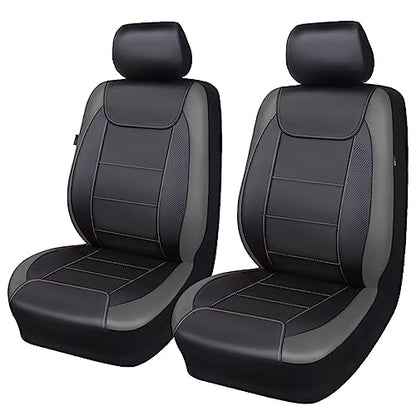 Flying Banner car seat Covers Faux Leather Waterproof Easy Clean Easy Installation (Gray Black, 2 Fronts) - color: Gray Black