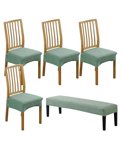 CRFATOP Jacquard Dining Room Chairs Seat Covers Set of 4 with Soft Bench Chair Cover Stretch Kitchen Chair Slipcover Washable Seat Cushion Slipcover Protector for Hotel Ceremony Banquet Wedding,B01 - color: Jacquard B01