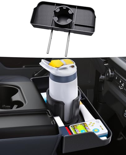 Front Center Seat Headrest Organizer Compatible with 2011-2025 2026 Ford F150 F250 F350 F450 F550 F650 Accessories, Compartment Tray Container Storage Box with Cup Holder(Jump Seat Only) - style: Organizer with Cup Holder