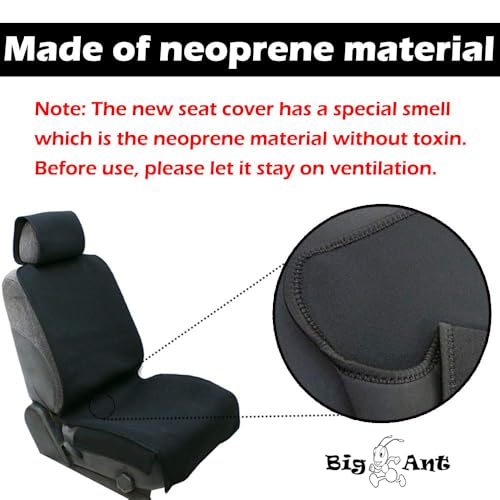 Big Ant Neoprene Waterproof Car Seat Cover, Sweatproof Auto Front Seat Protector for Post-Workout Gym, Running, Beach & Pets, Universal Non-Slip Fit for SUV/Truck, Won't Stick to Skin (Black, 1 PC)