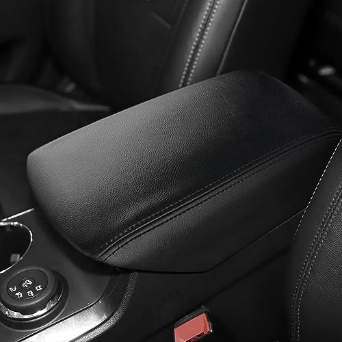 DEYTOP Console Armrest Cover for Ford Explorer 2011-2019 Center Console Crusion Pad for 2019 2017 2016-2011 Explorer Anti-Scratch Leather Armrest Crusion Protector (Black with Black Stitches)