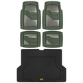 CAT® Diamond Steel Heavy-Duty Rubber Floor Mats & Cargo Trunk Liner for Cars Trucks SUVs Vans Sedans, Green & Silver - Trim-to-Fit, All Weather Deep Dish Automotive Floor Mat for Complete Protection