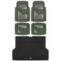 CAT® Diamond Steel Heavy-Duty Rubber Floor Mats & Cargo Trunk Liner for Cars Trucks SUVs Vans Sedans, Green & Silver - Trim-to-Fit, All Weather Deep Dish Automotive Floor Mat for Complete Protection