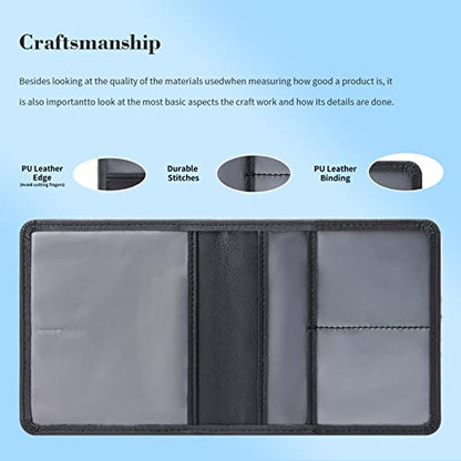 Car Registration & Insurance Card Holder Leather Auto Glove Box Organizer Document Wallet with Magnetic Shut (Black, Small) - color: Small Black