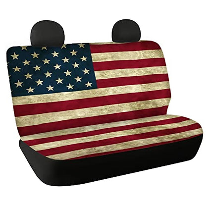 AFPANQZ Patriotic American Flag Car Rear Bench Protective Car Seat Cover Back Seat Only Car Truck Vans SUVs Polyester Fabric Car Backseat Cover Universal Fit Full Wrap Dust-Proof Stars and Stripe - color: 0-Stars and Stripes
