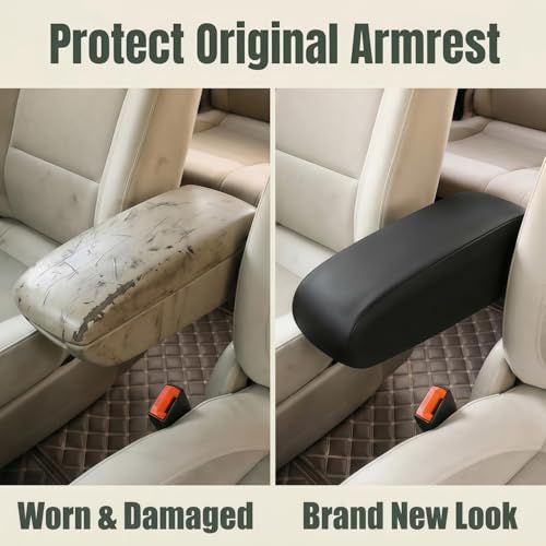 JDDRY Car Front Seat Armrest Covers Vinyl Leather,Car Armrest Protectors,Auto Arm Rest Cover Replacement,Universal for MPV/SUV/Truck(Black,2PC) - color: Black-2PC