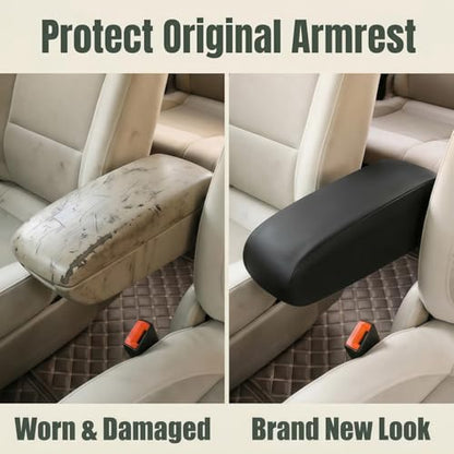JDDRY Car Front Seat Armrest Covers Vinyl Leather,Car Armrest Protectors,Auto Arm Rest Cover Replacement,Universal for MPV/SUV/Truck(Black,2PC) - color: Black-2PC