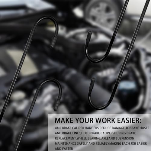 2PCS Car Brake Caliper Hooks, Vehicle Caliper Hangers with Rubber Caps, S-Shaped Automotive Accessories for Braking, Axle, Bearing, Suspension Work for SUV, Truck, RV（Black/2PCS） - color: Black, size: 2PCS