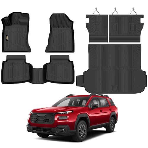 Floor Mats Custom for Subaru Outback 2026 Trunk Mat with Backrest Mat All Weather TPE Full Set Liners Cargo Protector for Outback 2026 Accessories, Black - size: For Subaru Outback 2026