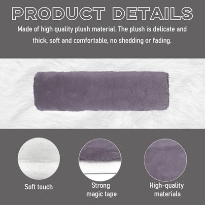 2 PCS Seat Belt Shoulder Pads, Soft Fluffy Plush Seat Belt Shoulder Strap Covers, Comfy Warm Seat Belt Strap Cover Shoulder Cushion for Adult Children, Car Accessories (Gray) - color: Gray