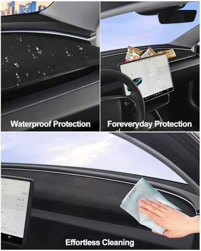 for Tesla Dashboard Cover Mat Model Y Refreshed Juniper Accessories 2025 2026 Interior Dash Mat Pad Anti-Glare & Sun Protection Center Console Model Y Suede Dash Vent Covers Black
