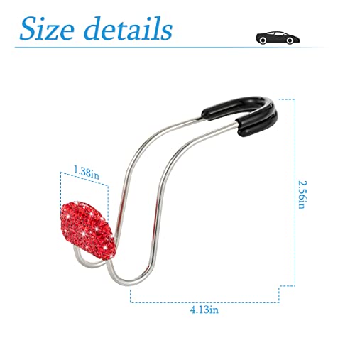 Car Headrest Hook, 2 Pack Bling Backseat Organizer Hanger for Purse Clothes Grocery Bag, Rhinestones Auto Headrest Storage Holder, Universal Car Seat Accessories for Most Vehicle (Red) - color: Red