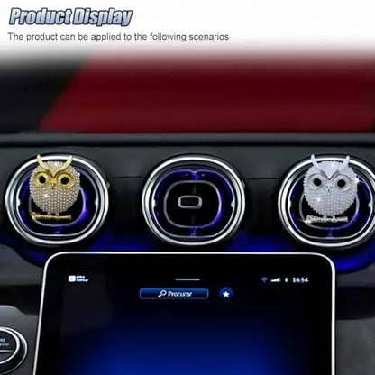 2PCS Bling Flamingo Car Dashboard Air Vent Trim Clips, Crystal Rhinestone Animal Car Air Fresheners Outlet Clip, Cute Automotive Interior Diffuser Decoration Accessories for Women (Owl) - size: Owl