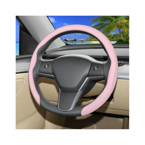 Car Steering Wheel Cover, Non-Slip 15 Inch Breathable Automotive Wheel Protector, Enhanced Driving Comfort Vehicle Interior Steering Cover Accessories, Universal for Truck SUV (Pink) - color: Pink