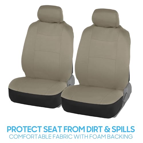 BDK PolyPro Car Seat Covers Full Set in Solid Beige, Front and Rear Split Bench Seat Covers for Cars, Easy to Install Car Seats Cover Set and Accessories for Auto Trucks Van SUV - Solid Beige - color: Solid Beige