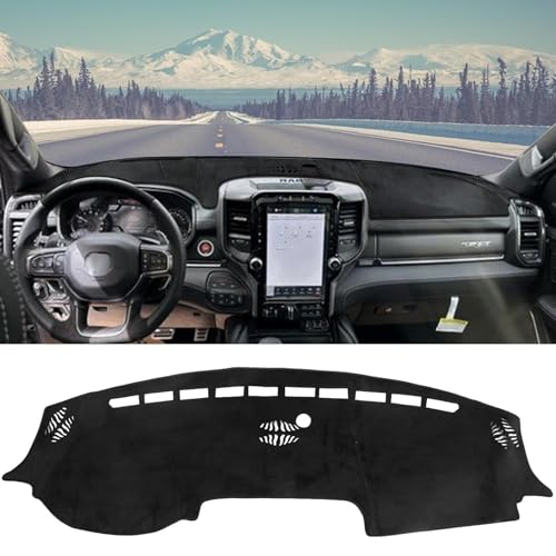 Flannel Dashboard Cover Dash Cover Mat Compatible with Dodge Ram 1500 2500 3500 2019-2024 2025 Accessories Center Console Dash Board Cover Protector Sunshade Windshield Glare Black - color: for 19-25 Dodge Ram