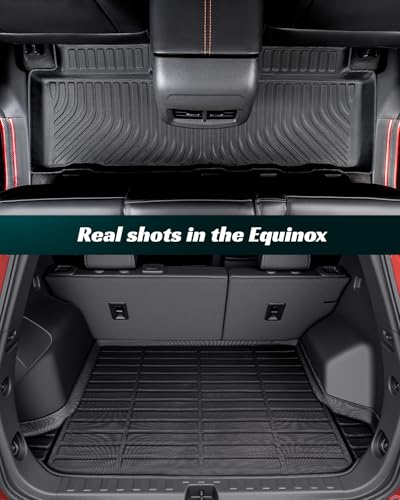 Car Floor Mats for Chevy Equinox/for GMC Terrain 2018-2024 (Not for EV), Cargo Liner Rubber TPE All Weather Full Set Equinox/Terrain Accessories 2018 2019 2020 2021 2022 2023 2024 Black