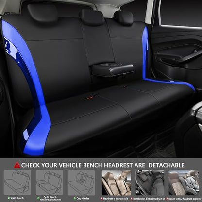 CAR PASS Jelly Leather Car Seat Covers Full Set,Waterproof Faux Leather Automotive Seat Covers for Cars,Airbag Compatible,Sporty Universal Fit for SUV,Van,Sedan,Truck(Black and Blue) - color: Black Blue