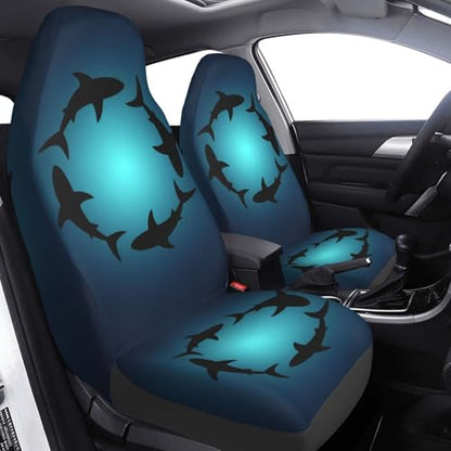 Dujiea Sea Animals Shark Car Front Seat Covers 2 Pcs Universal Auto Seat Covers Front Seats Only, Vehicle Bucket Seat Protectors Fit for Most Car SUV Sedan and Truck - color: Sea Animals Shark