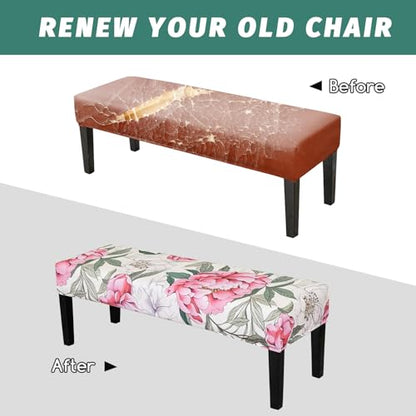FUANGUI Floral Bench Cover,Stretch Dining Bench Cover for bedrooms, Living Rooms, Kitchens, Protector Chair Bench Piano Bench Seat Covers Stool Slipcover Removable, Washable - 04 - color: 04