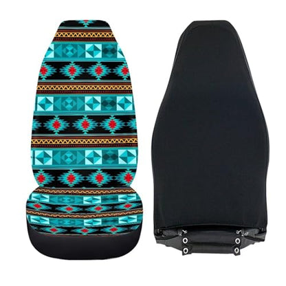 Bulopur Ethnic Aztec Geometry Car Front Seat Covers Set of 2, Auto Interior Accessories Front Automobile Seat Cover for Cars Truck Van SUV - color: Ethnic Aztec Geometry Blue