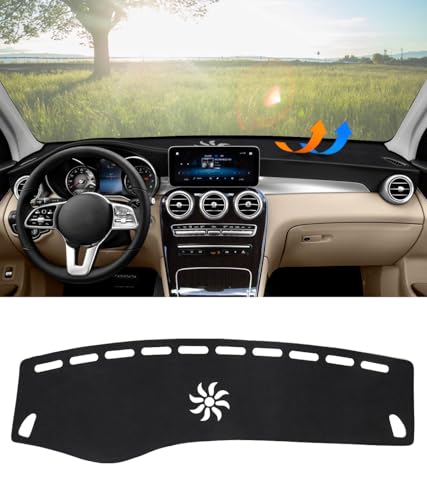 BIBLOZ Dash Cover Mat for Mercedes Benz 2016-2021 2022 GLC Model GLC300 GLC350e GLC43 GLC63 Accessories Black Flannel Interior Trim Car Dashboard UV Sun - size: 2016-2022 GLC
