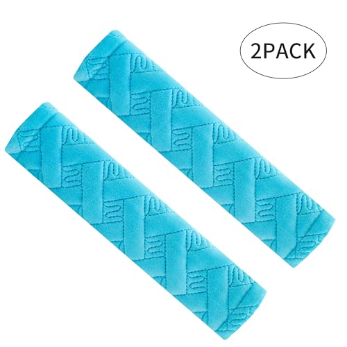 2-Pack Soft Seat Belt Covers Universal Car Shoulder Pad Cushions with Braid Pattern for Comfortable Driving & Bag Strap Protection Blue - color: Blue