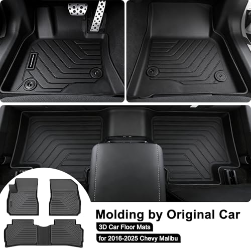 TPE Floor Mats for 2016-2025 Chevy Malibu All Weather Car Floor Liners Fit 2016-2025 Chevrolet Malibu Accessories Black Automotive Car Accessories ﻿ - size: 2016-25|For Chevrolet Malibu|1st