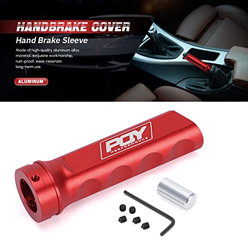 Aluminum Handbrake Cover Hand Brake Sleeve Handle Protector Universal Red - color: red