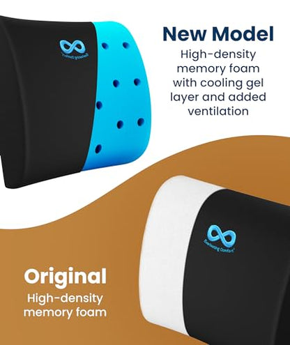 Everlasting Comfort The Original Lumbar Support Pillow for Office Chair - Improves Posture, Promotes Back Pain Relief - Superior Back Support for Gaming and Desk Chairs - Lumbar Pillow for Car, Couch