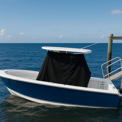 T-Top Center Console Boat Cover, Heavy Duty 1200D Waterproof T Top Console Cover with Motor Cover, UV Resistant Polyester T-Top Boat Cover, Black(82" L x 54" W x 72" H) - color: Black, size: L:82"L*54"W*72"H