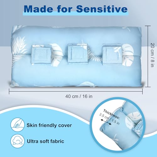 supregear Abdominal Seatbelt Pillow, Soft Smooth Cover Seatbelt Cushion with Hot/Cold Pack Pocket for Gentle Comfort and Pressure Relief During Travel or Recovery (Blue Monstera Pattern) - color: Blue Monstera Pattern (Smooth Cover)