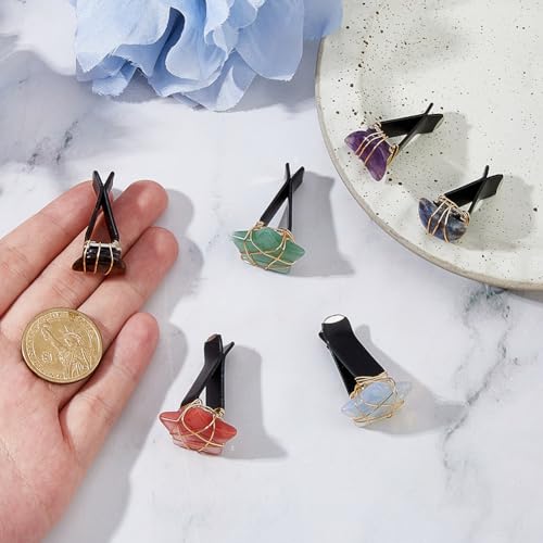 DICOSMETIC 6Pcs Crystal Car Vent Clips Star Moon Gemstone Vent Clips Natural Stone Car Decoration with Clip Cars Air Freshener Clip with Iron Wire for Women Men - style: Star Moon