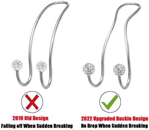 Bling Purse Hook for Car Headrest, Upgraded Cute Car Seat Hooks for Bag Handbag, Durable Stainless Auto Purse Hanger Holder 2 Pack, White - color: Silver