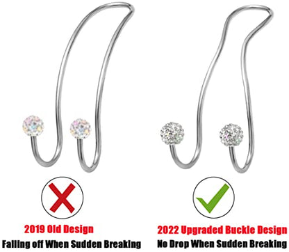 Bling Purse Hook for Car Headrest, Upgraded Cute Car Seat Hooks for Bag Handbag, Durable Stainless Auto Purse Hanger Holder 2 Pack, White - color: Silver
