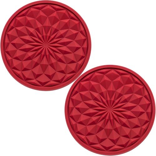 2 Pack Silicone Car Cup Holder Coaster – 2.75 Inch Non-Slip Drink Mat, Universal Fit for Most Vehicles – Cute & Functional Auto Accessories (Red) - color: Red, size: 2 pcs