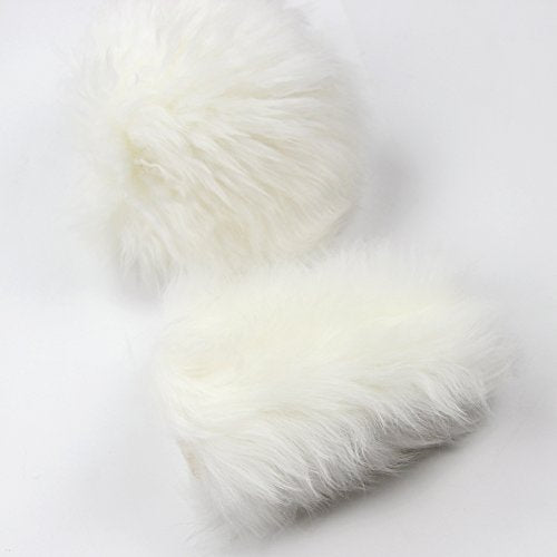 Yontree Fashion Fluffy Steering Wheel Covers for Women/Girls/Ladies Australia Pure Wool 15 Inch 1 Set 3 Pcs (White) - color: White, size: Long Wool