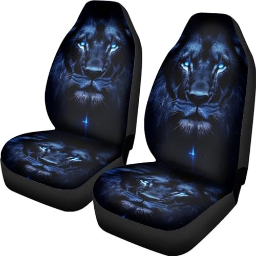 Cool Lion Print Car Front Seat Cover Set of 2, Auto Bucket Seats Protector Universal Car Accessories Interior Decor for Women Men - color: Cool Lion 86
