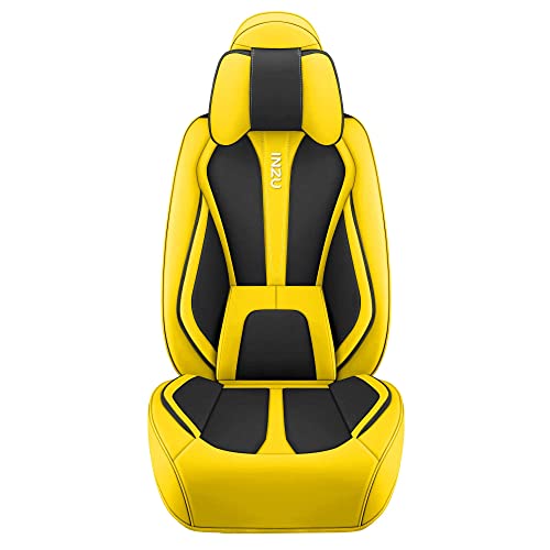 INZU Cute Rabbit Comfortable Leather Auto Car Seat Covers Front & Rear Seat Protector Fit Sedan SUV 5 Seats Full Set Universal Fit (Black Yellow) - color: Black Yellow