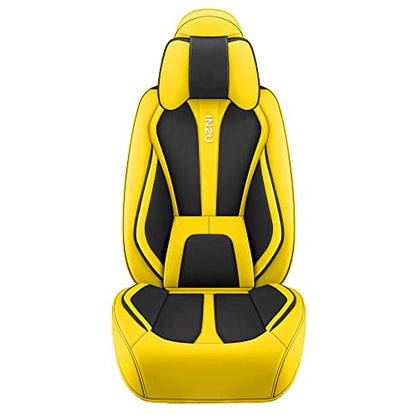 INZU Cute Rabbit Comfortable Leather Auto Car Seat Covers Front & Rear Seat Protector Fit Sedan SUV 5 Seats Full Set Universal Fit (Black Yellow) - color: Black Yellow