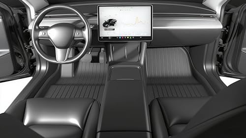 SUPER LINER 2021-2023 Tesla Model 3 Floor Mats | 6-Piece Set Extra-Thick TPE All-Weather Floor & Cargo Liners | Pet & Child-Friendly Custom Fit Interior Accessories - size: 2021-2023 Tesla Model 3 (6-Piece Set)