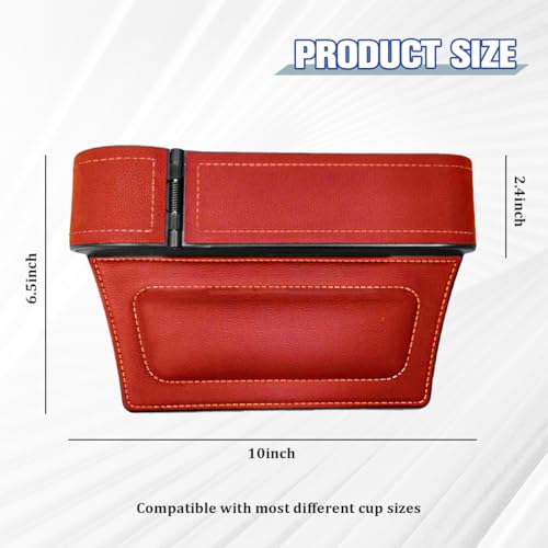 Car Seat Gap Filler Organizer with Cup Holder Expander, Leather Console Seam Filler Storage Box, Auto Front Seat Gap Organizer for Phones Keys Glasses, Universal Fit (Wine Red Driver) - color: Wine Red, size: Driver