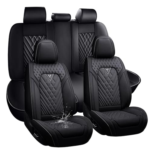 Full Set Fit for Toyota RAV4 Hybrid Seat Covers 2016-2025,Waterproof Faux Leather Seat Covers Comfortable Car Seat Protector Full Coverage Automotive Seats Cushions (Full,Black) - color: 5 Seats-Black, size: for Toyota RAV4 Hybrid