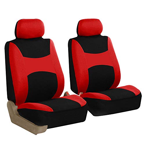 TLH Light & Breezy Flat Cloth Seat Covers Front, Airbag Compatible-Universal Fit for Cars, Auto, Trucks, SUV (Red) - color: Red